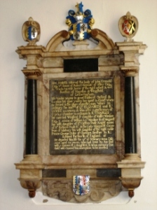 Memorial plaque at Otley Church in Suffolk, drawing the line from Rev. John Fiske, M.A. (Cantab.) back to Lady Margaret Pole, Countess of Salisbury, née Plantagenet, last of that name