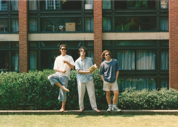 Dominic Elliot, George Pendle and Joshua Steckel outside my rooms in St. Peters. (Photo by Alexander Fiske-Harrison)